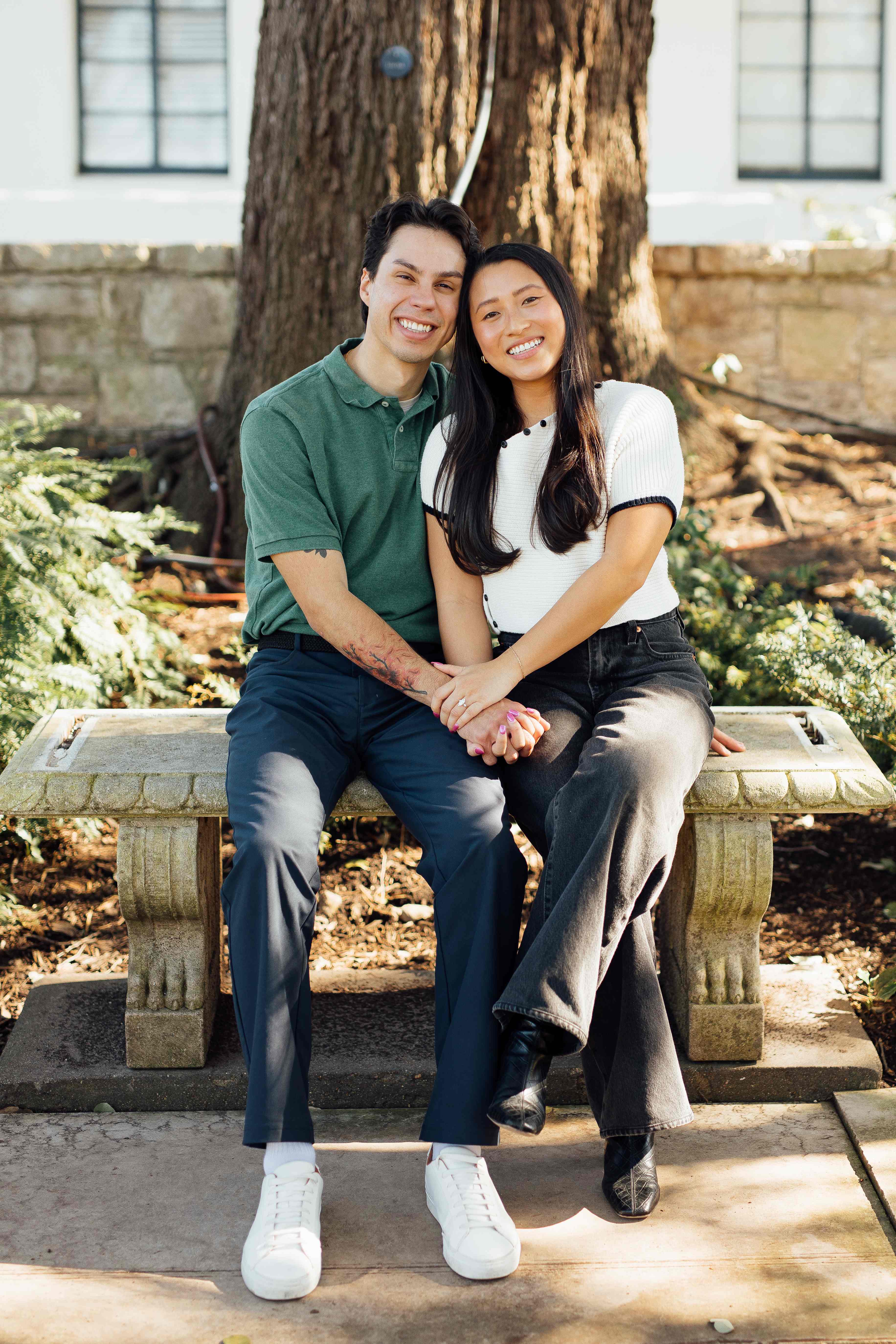 Emily and Matthew sitting on a bench